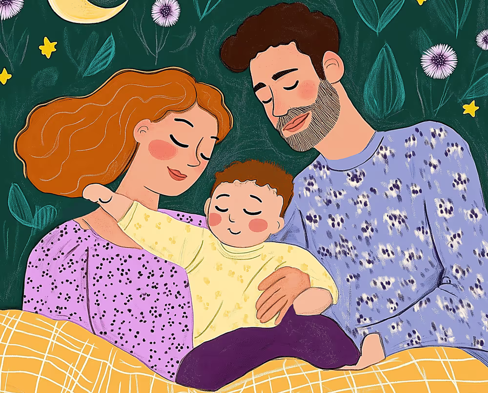 Illustration of family asleep