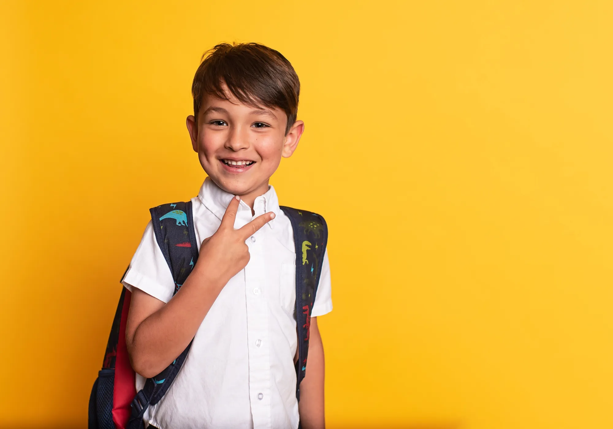 School boy with backpack
